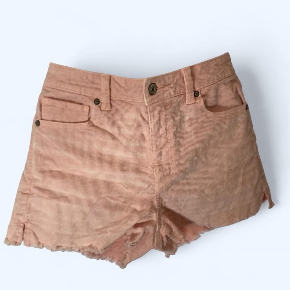 American Eagle Pink corduroy shorts with frayed hem #corduroyshorts 6